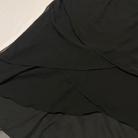 Dressbarn Collection Ruffle Hem Skirt Womens SZ 14W Black Chiffon Flowy Cocktail - Picture 3 of 13